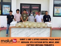 Subdit 2 Unit 2 Dit Res Narkoba Polda Malut Berhasil Gagalkan Pasokan Ratusan Botol Miras Dari Bitung Ke Ternate