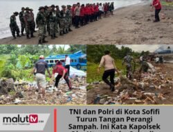 TNI dan Polri Turun Tangan Perangi Sampah Areal Pantai Sofifi, Ini Kata Kapolsek Oba Utara, Ipda. Suherlin.