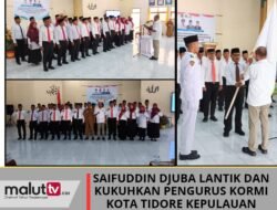 Ir. Saifuddin Djuba Lantik dan Kukuhkan Pengurus KORMI Kota Tidore Kepulauan.