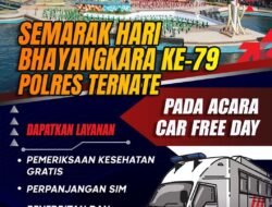 Sambut Hari Bhayangkara Ke-79, Polres Ternate Gelar Pelayanan Publik Gratis Di Car Free Day