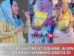 Peringati HUT ke 61 Golkar, Alien Mus Berbagi Sembako Gratis di Halbar.