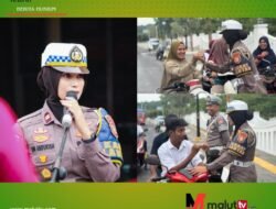 Satlantas Polres Halteng Ajak Warga Tertib Helm Lewat Sosialisasi Humanis di Weda