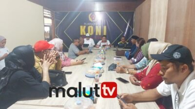Dihadiri Sekum Mansur Sangadji, Panitia Pelantikan dan Raker KONI Malut Gelar Rapat Internal.