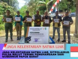 Jaga Kelestarian Satwa Liar, Dit Polairud Polda Malut Terima Penghargaan dari Gubernur Papua Barat