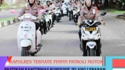 Pastikan Kamtibmas Kondusif Jelang Lebaran, Kapolres Ternate Pimpin Patroli Motor Pasukan Polwan