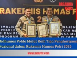 Bidhumas Polda Malut Raih Tiga Penghargaan Nasional dalam Rakernis Humas Polri 2026