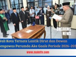 Wali Kota Ternate Lantik Dirut dan Dewan Pengawas Perumda Ake Gaale Periode 2026–2030