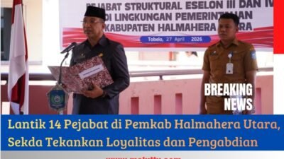 Lantik 14 Pejabat di Pemkab Halmahera Utara, Sekda Tekankan Loyalitas dan Pengabdian