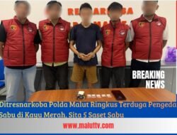 Ditresnarkoba Polda Malut Ringkus Terduga Pengedar Sabu di Kayu Merah, Sita 5 Saset Sabu