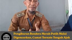 Pengibaran Bendera Merah Putih Mulai Digencarkan, Camat Ternate Tengah Ajak Warga Semarakkan HUT RI ke-81
