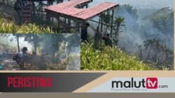 Taman Love Ternate Terbakar, TNI-Polri dan Masyarakat Lakukan Pemadaman Manual.