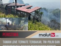 Taman Love Ternate Terbakar, TNI-Polri dan Masyarakat Lakukan Pemadaman Manual.