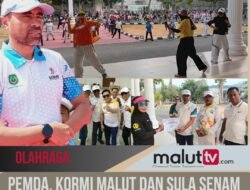 MERIAH! Pemda, KORMI Malut dan Sula Senam Bugar Bersama di Isda Sanana. 