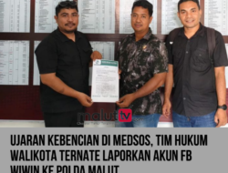 Ujaran Kebencian di Medsos, Tim Hukum Wali Kota Ternate Laporkan Akun Facebook Wiwin ke Polda Malut.