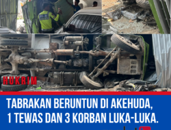 Tabrakan Beruntun di Akehuda, 1 Tewas dan 3 Korban Luka-Luka.